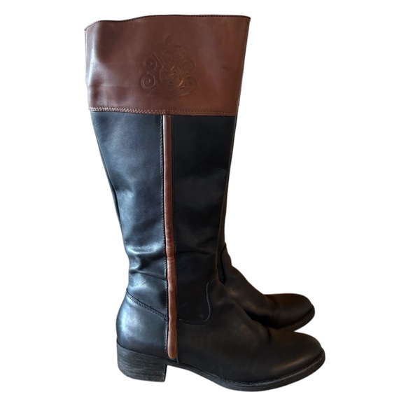 Franco Sarto Canyon Riding Boots in Black and Acorn Leather size 10 Wide Calf - Picture 3 of 16